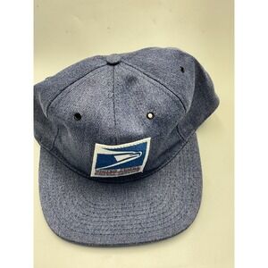 Vintage USPS Postal Service Snapback Hat Blue Trucker Cap Made USA Medium